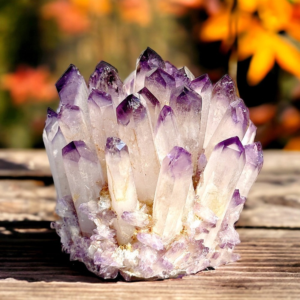 Purple Phantom Quartz Crystal Cluster Display Piece